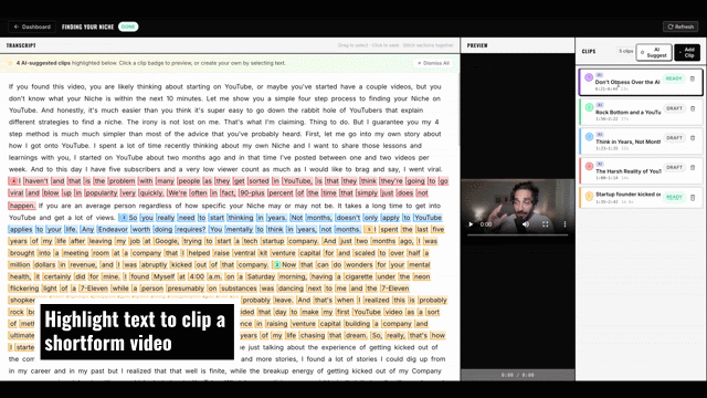 AI surfaces ready-to-post clip suggestions